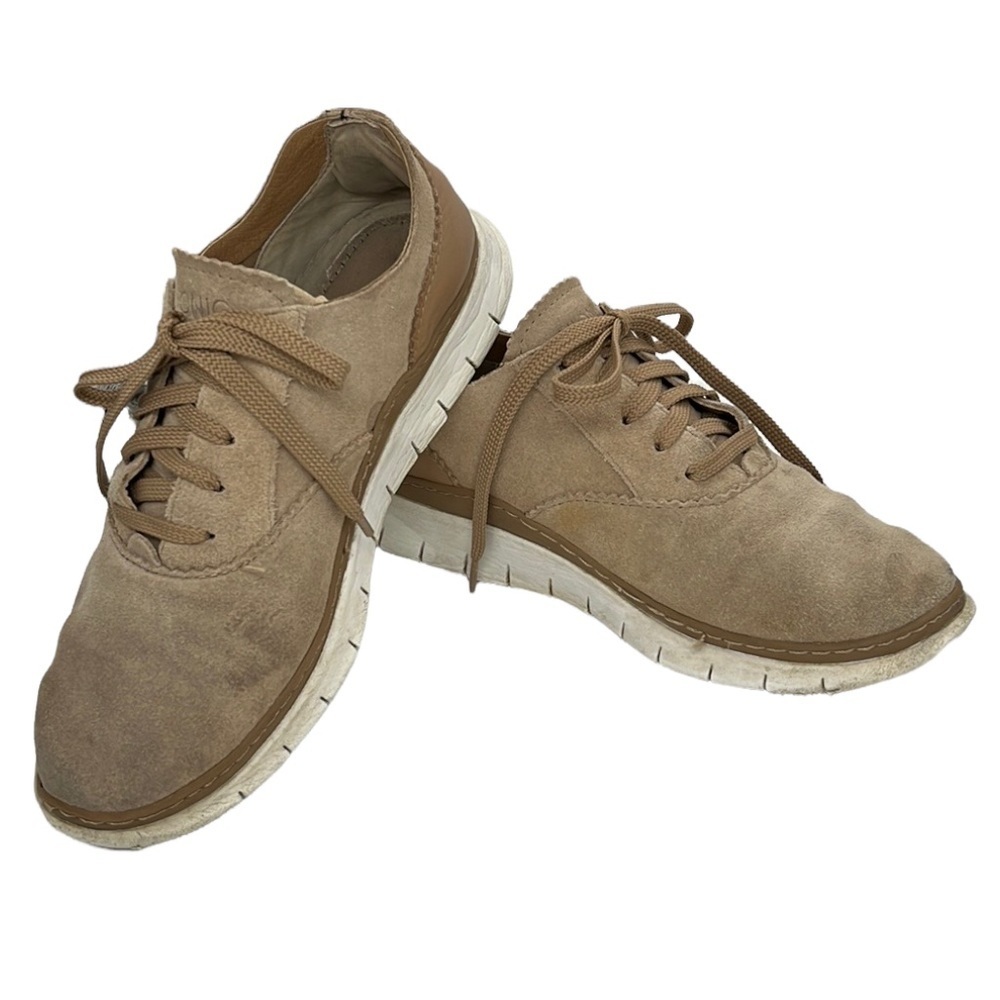 Vionic Tan Suede Sneaker with Leather Heal